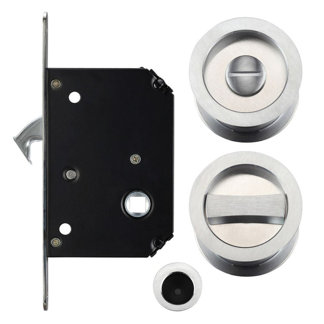 High quality image of the Fulton & Bray - Sliding Door Lock Set - Suitable for 35-45mm Thick Doors - Satin Chrome | Sku. fb81sc | available to order from Trade Door Handles.