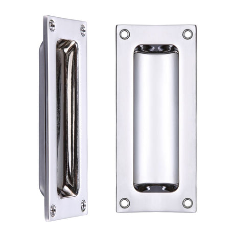 High quality image of the Fulton & Bray - Flush Pull - 102 x 45mm 13mm Depth - Polished Chrome | Sku. fb90cp | available to order from Trade Door Handles.