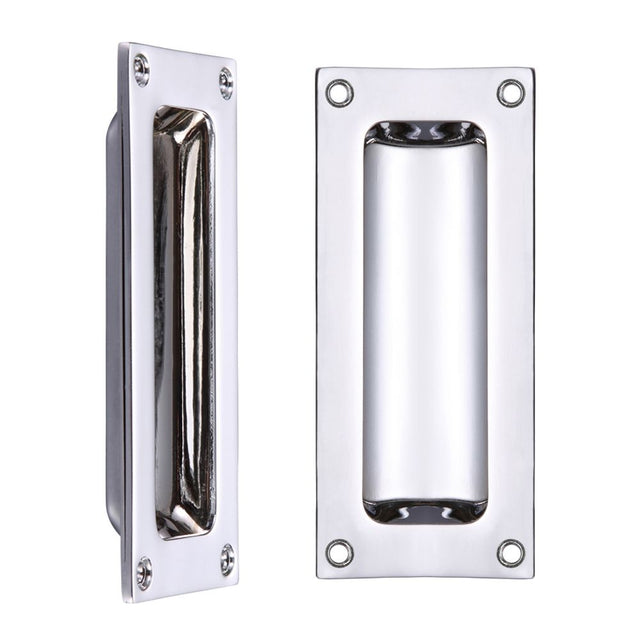 High quality image of the Fulton & Bray - Flush Pull - 102 x 45mm 13mm Depth - Polished Chrome | Sku. fb90cp | available to order from Trade Door Handles.