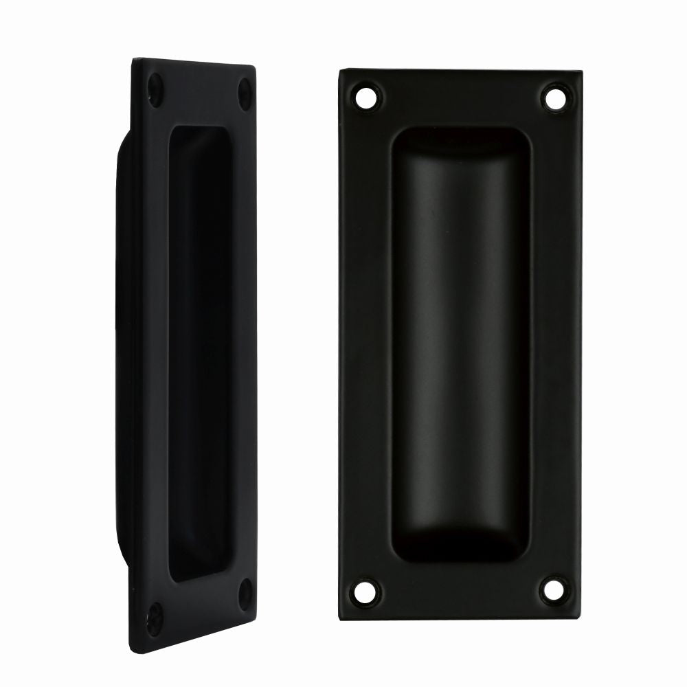 High quality image of the Fulton & Bray - Flush Pull - 102 x 45mm 13mm Depth - Matt Black | Sku. FB90MB | available to order from Trade Door Handles.