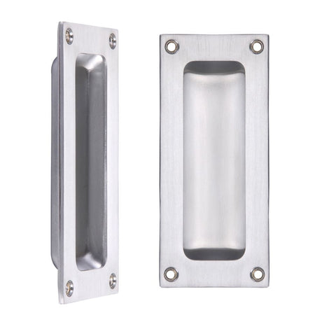 High quality image of the Fulton & Bray - Flush Pull - 102 x 45mm 13mm Depth - Satin Chrome | Sku. fb90sc | available to order from Trade Door Handles.