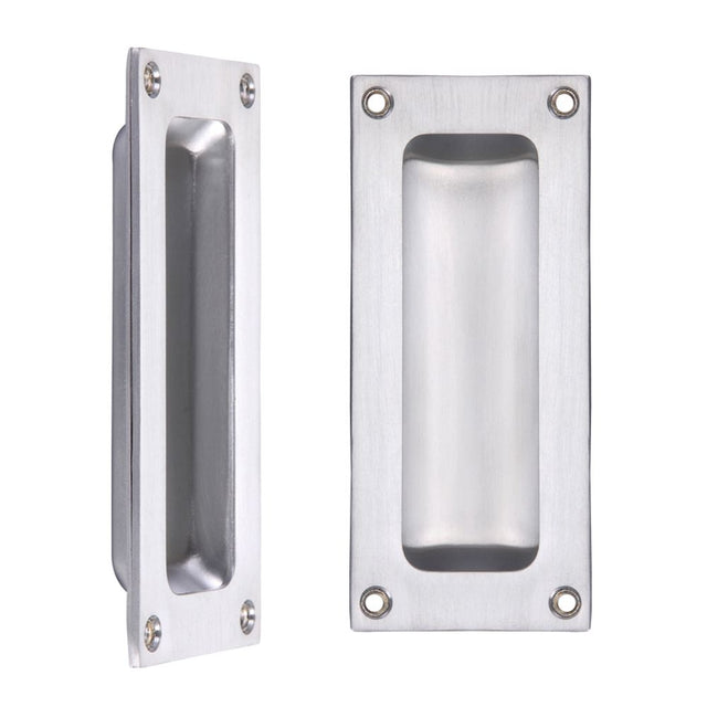 High quality image of the Fulton & Bray - Flush Pull - 102 x 45mm 13mm Depth - Satin Chrome | Sku. fb90sc | available to order from Trade Door Handles.