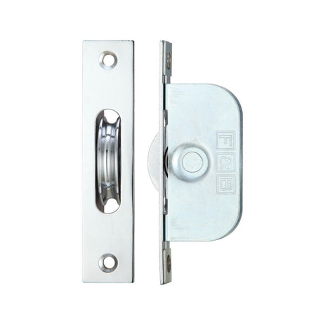 High quality image of the Fulton & Bray - Brass Ball Bearing Pulleys - 1 3/4" Square Forend - Polished Chrome | Sku. fbbp01cp | available to order from Trade Door Handles.