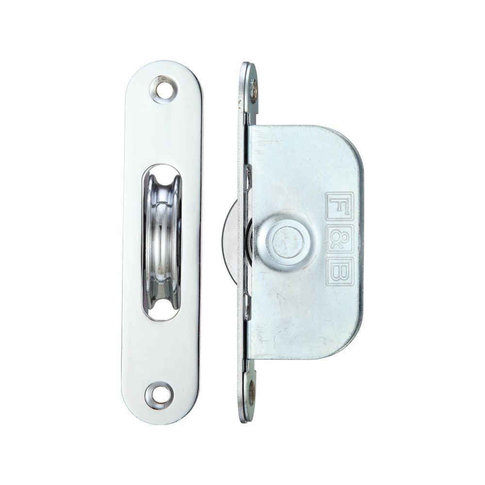High quality image of the Fulton & Bray - Brass Ball Bearing Pulleys - 1 3/4" Radius Forend - Polished Chrome | Sku. fbbp01rcp | available to order from Trade Door Handles.