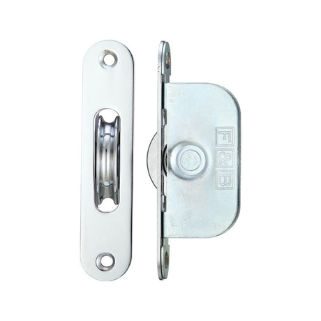 High quality image of the Fulton & Bray - Brass Ball Bearing Pulleys - 1 3/4" Radius Forend - Polished Chrome | Sku. fbbp01rcp | available to order from Trade Door Handles.