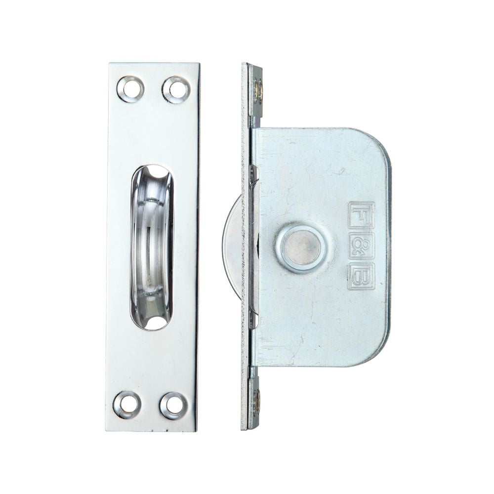 High quality image of the Fulton & Bray - Brass Ball Bearing Pulleys - 2 1/4" Square Forend - Polished Chrome | Sku. fbbp02cp | available to order from Trade Door Handles.