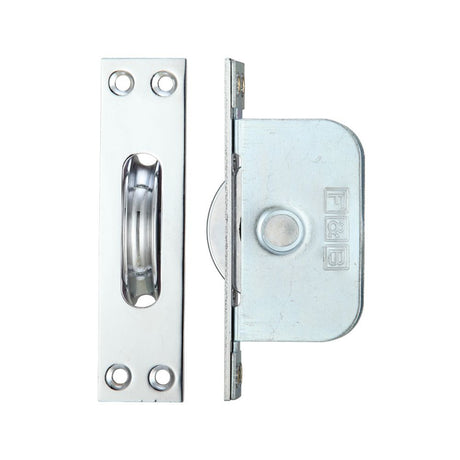 High quality image of the Fulton & Bray - Brass Ball Bearing Pulleys - 2 1/4" Square Forend - Polished Chrome | Sku. fbbp02cp | available to order from Trade Door Handles.