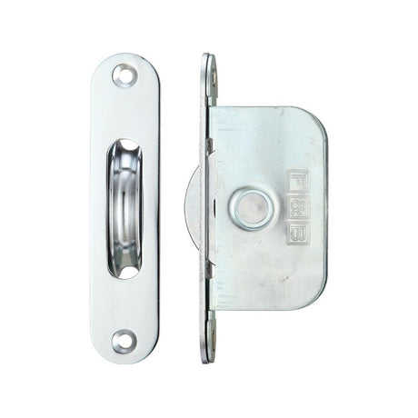 High quality image of the Fulton & Bray - Brass Ball Bearing Pulleys - 2 1/4" Radius Forend - Polished Chrome | Sku. fbbp02rcp | available to order from Trade Door Handles.