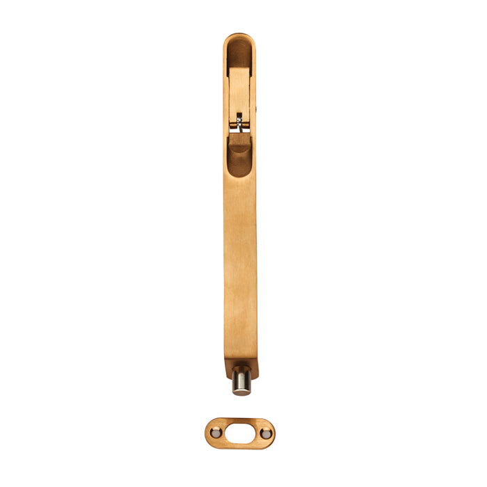 High quality image of Eurospec - Flush Bolt Radius - Satin Brass | Sku. fbt1008spvd-r | Trade Door Handles.