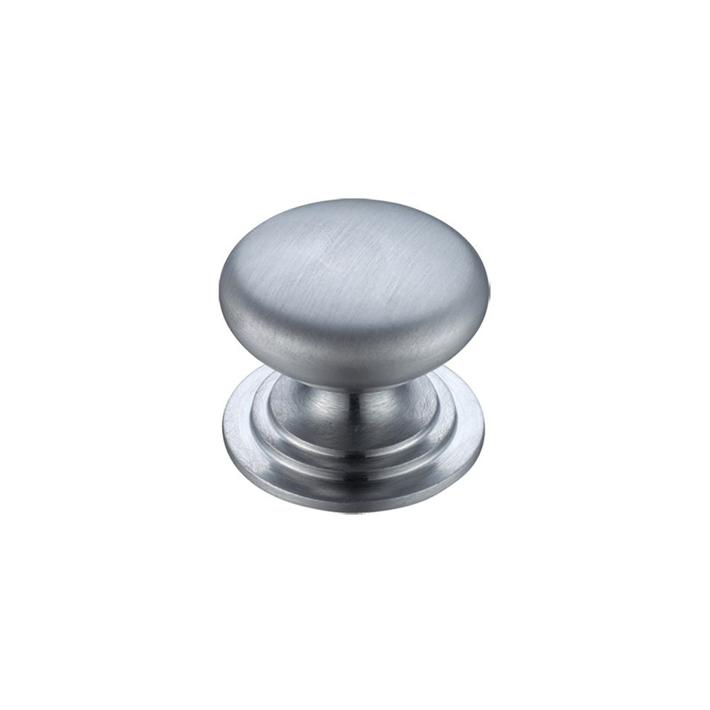 High quality image of the Fulton & Bray - Victorian Cupboard Knob 32mm dia. - Satin Chrome | Sku. fch01bsc | available to order from Trade Door Handles.