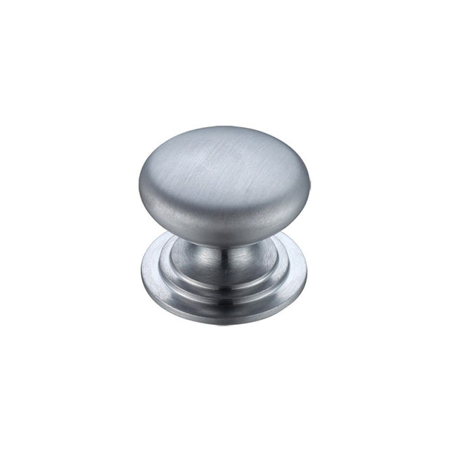 High quality image of the Fulton & Bray - Victorian Cupboard Knob 32mm dia. - Satin Chrome | Sku. fch01bsc | available to order from Trade Door Handles.