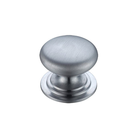 High quality image of the Fulton & Bray - Victorian Cupboard Knob 38mm dia. - Satin Chrome | Sku. fch01csc | available to order from Trade Door Handles.
