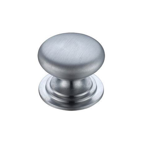 High quality image of the Fulton & Bray - Victorian Cupboard Knob 45mm dia. - Satin Chrome | Sku. fch01dsc | available to order from Trade Door Handles.