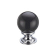 High quality image of the Fulton & Bray - Glass Ball Cabinet Knob - Plain Black 25mm - Polished Chrome | Sku. fch02acpbl | available to order from Trade Door Handles.