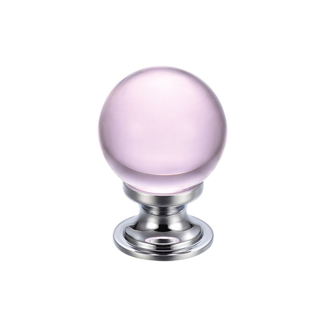 High quality image of the Fulton & Bray - Glass Ball Cabinet Knob - Plain Pink 25mm - Polished Chrome | Sku. fch02acpp | available to order from Trade Door Handles.