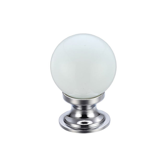 High quality image of the Fulton & Bray - Glass Ball Cabinet Knob - Plain White 25mm | Sku. fch02acpwh | available to order from Trade Door Handles.