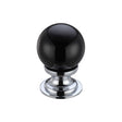 High quality image of the Fulton & Bray - Glass Ball Cabinet Knob - Plain Black 30mm - Polished Chrome | Sku. fch02bcpbl | available to order from Trade Door Handles.