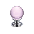 High quality image of the Fulton & Bray - Glass Ball Cabinet Knob - Plain Pink 30mm - Polished Chrome | Sku. fch02bcpp | available to order from Trade Door Handles.