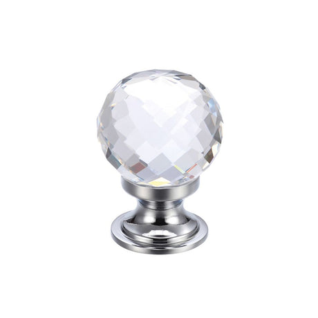 High quality image of the Fulton & Bray - Glass Ball Cabinet Knob - Facetted 25mm - Polished Chrome | Sku. fch03acp | available to order from Trade Door Handles.