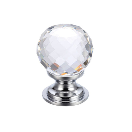 High quality image of the Fulton & Bray - Glass Ball Cabinet Knob - Facetted 30mm - Polished Chrome | Sku. fch03bcp | available to order from Trade Door Handles.
