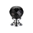 High quality image of the Fulton & Bray - Glass Ball Cabinet Knob - Facetted Black 30mm - Polished Chrome | Sku. fch03bcpbl | available to order from Trade Door Handles.