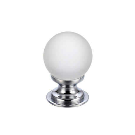 High quality image of the Fulton & Bray - Glass Ball Cabinet Knob - Frosted 25mm - Polished Chrome | Sku. fch04acp | available to order from Trade Door Handles.