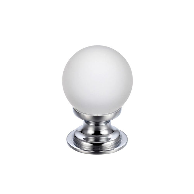 High quality image of the Fulton & Bray - Glass Ball Cabinet Knob - Frosted 25mm - Polished Chrome | Sku. fch04acp | available to order from Trade Door Handles.