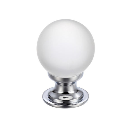 High quality image of the Fulton & Bray - Glass Ball Cabinet Knob - Frosted 30mm - Polished Chrome | Sku. fch04bcp | available to order from Trade Door Handles.