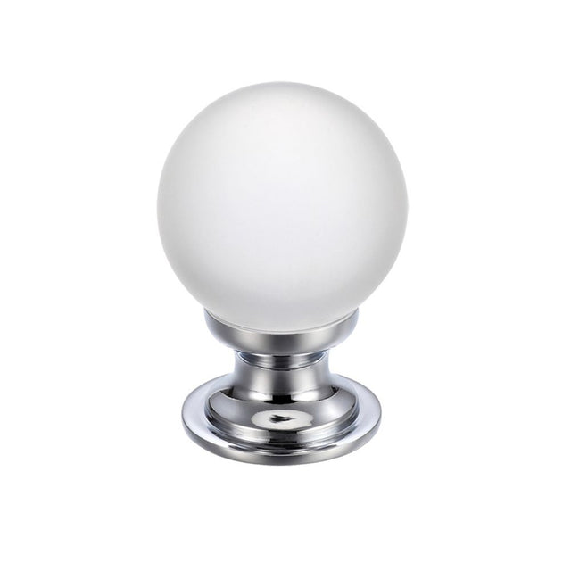 High quality image of the Fulton & Bray - Glass Ball Cabinet Knob - Frosted 30mm - Polished Chrome | Sku. fch04bcp | available to order from Trade Door Handles.