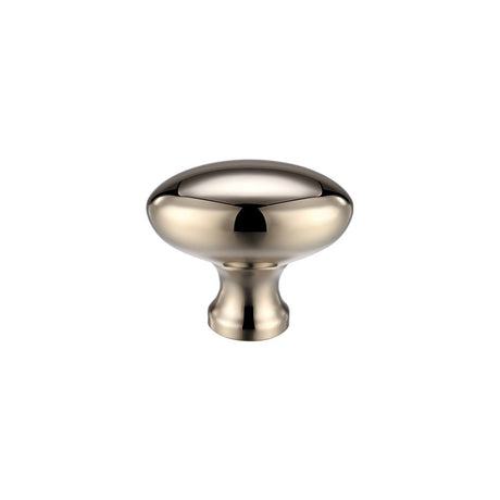 High quality image of the Fulton & Bray - Oval Cupboard Knob 32mm dia - PVD Polished Nickel | Sku. fch05apvdn | available to order from Trade Door Handles.