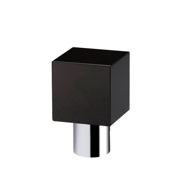 High quality image of the Fulton & Bray - Cube Cupboard Knob - Black 25mm dia. - Polished Chrome | Sku. fch07acpbl | available to order from Trade Door Handles.