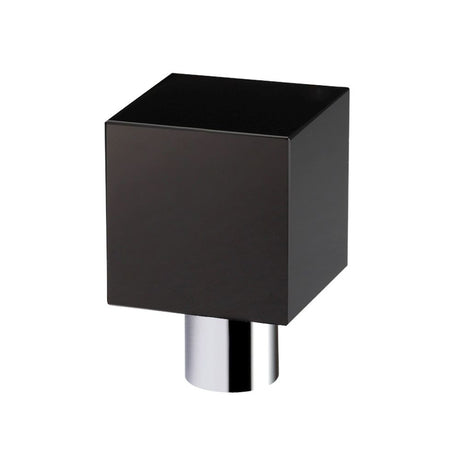 High quality image of the Fulton & Bray - Cube Cupboard Knob - Black 30mm dia. - Polished Chrome | Sku. fch07bcpbl | available to order from Trade Door Handles.