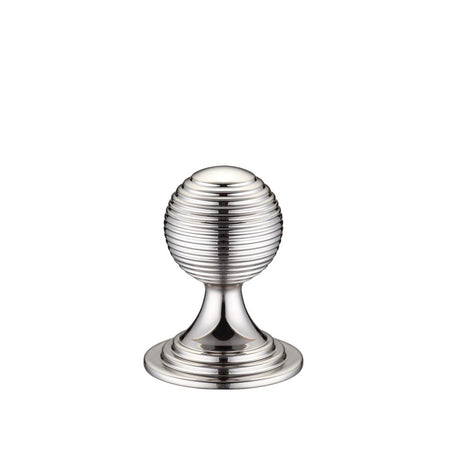 High quality image of the Fulton & Bray - Queen Anne Ringed Knob 25mm rose dia. - Lacquered - Polished Nickel | Sku. fch08apn | available to order from Trade Door Handles.