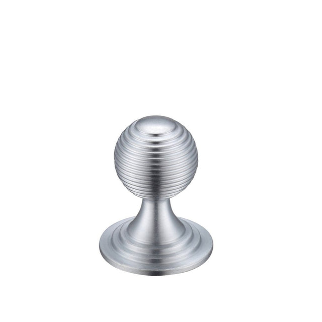 High quality image of the Fulton & Bray - Queen Anne Ringed Knob 25mm rose dia. - Satin Chrome | Sku. fch08asc | available to order from Trade Door Handles.