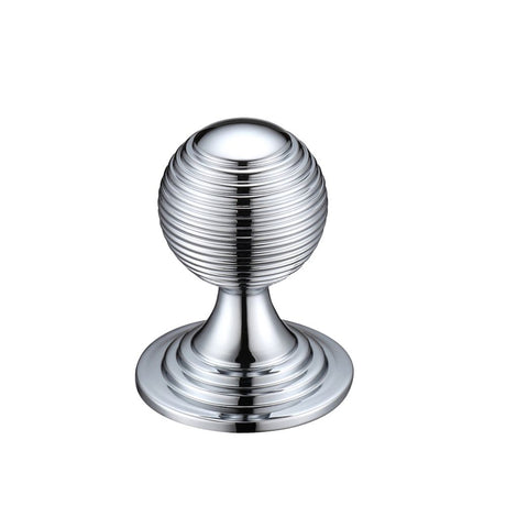 High quality image of the Fulton & Bray - Queen Anne Ringed Knob 32mm rose dia. - Polished Chrome | Sku. fch08bcp | available to order from Trade Door Handles.