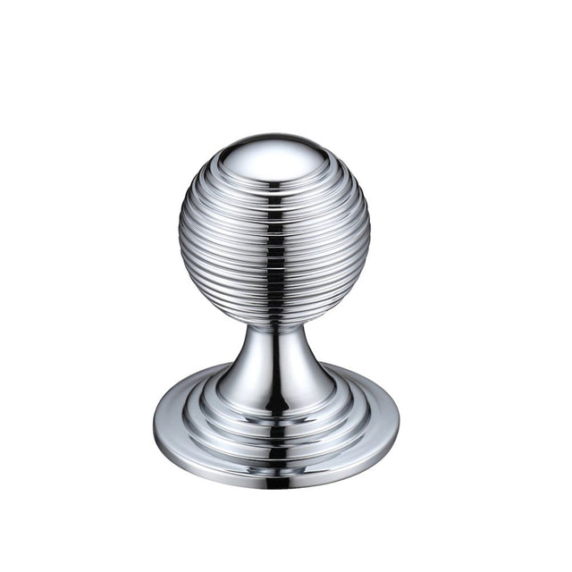 High quality image of the Fulton & Bray - Queen Anne Ringed Knob 32mm rose dia. - Polished Chrome | Sku. fch08bcp | available to order from Trade Door Handles.