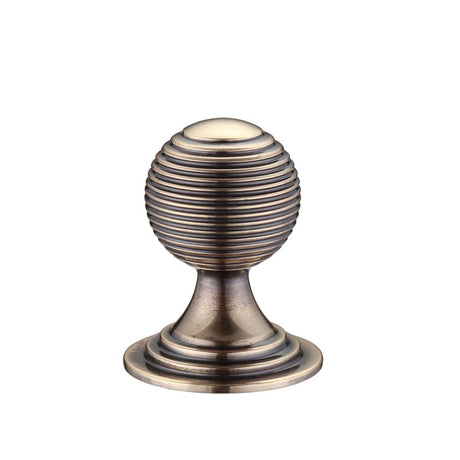 High quality image of the Fulton & Bray - Queen Anne Ringed Knob 32mm rose dia. - Bronze | Sku. fch08bfb | available to order from Trade Door Handles.