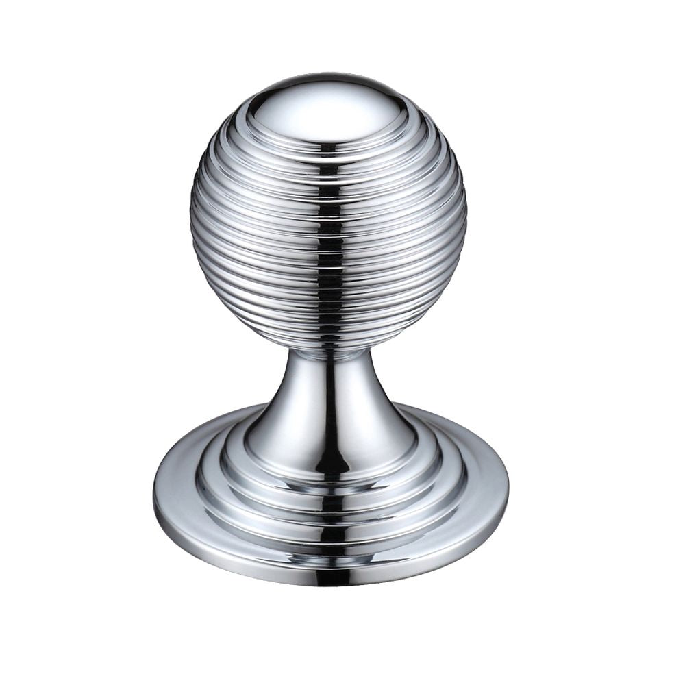 High quality image of the Fulton & Bray - Queen Anne Ringed Knob 38mm rose dia. - Polished Chrome | Sku. fch08ccp | available to order from Trade Door Handles.
