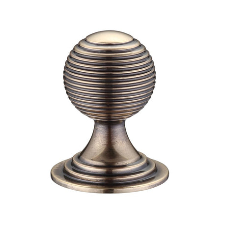 High quality image of the Fulton & Bray - Queen Anne Ringed Knob 38mm rose dia. - Bronze | Sku. fch08cfb | available to order from Trade Door Handles.