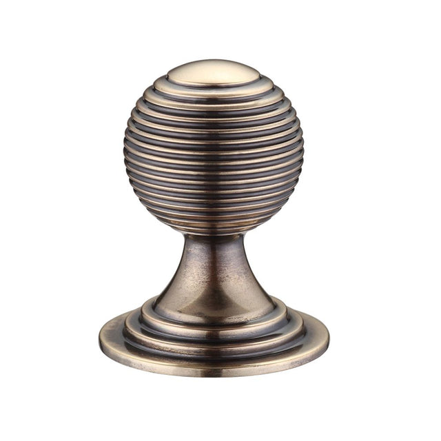 High quality image of the Fulton & Bray - Queen Anne Ringed Knob 38mm rose dia. - Bronze | Sku. fch08cfb | available to order from Trade Door Handles.
