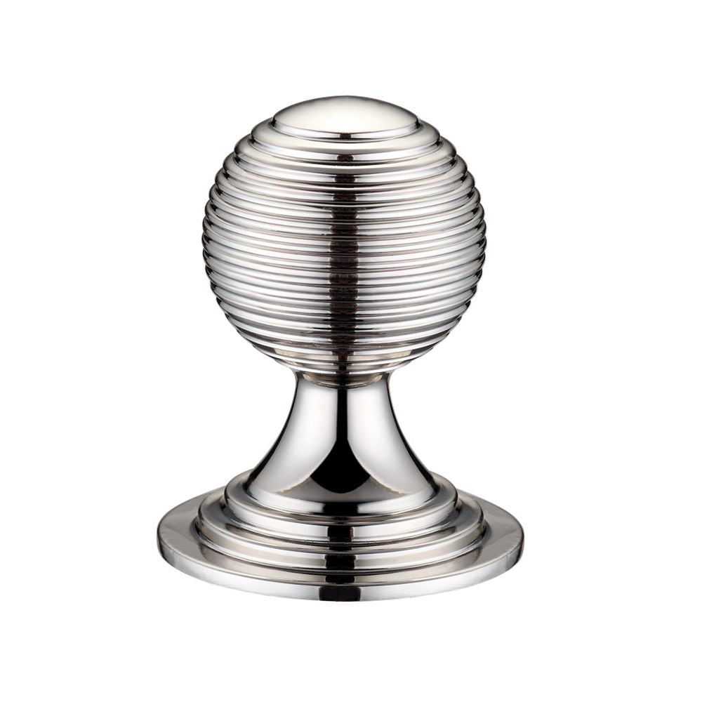 High quality image of the Fulton & Bray - Queen Anne Ringed Knob 38mm rose dia. - Lacquered - Polished Nickel | Sku. fch08cpn | available to order from Trade Door Handles.