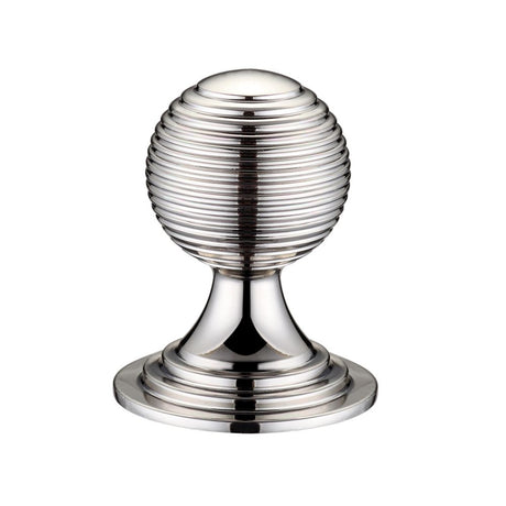 High quality image of the Fulton & Bray - Queen Anne Ringed Knob 38mm rose dia. - Lacquered - Polished Nickel | Sku. fch08cpn | available to order from Trade Door Handles.