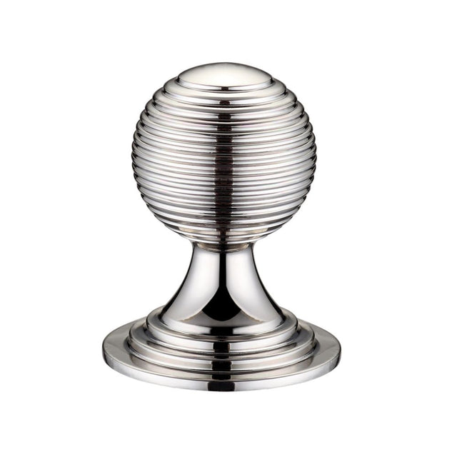 High quality image of the Fulton & Bray - Queen Anne Ringed Knob 38mm rose dia. - Lacquered - Polished Nickel | Sku. fch08cpn | available to order from Trade Door Handles.