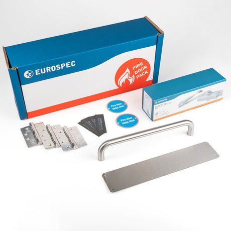 High quality image of Eurospec - Residential Fire Door Pack - Push/Pull - Silver | Sku. fdpr2 | available to order from Trade Door Handles in Kendal.