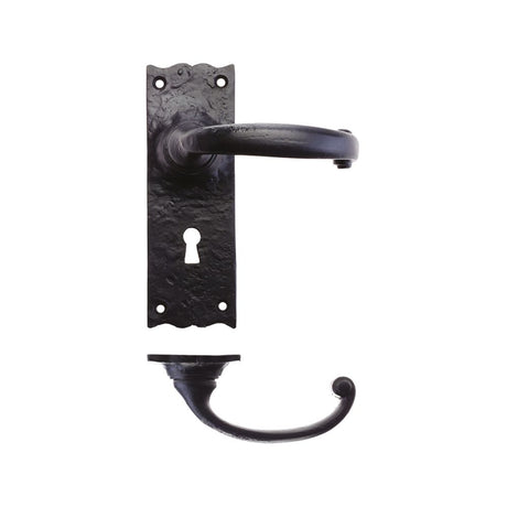 High quality image of the Foxcote Foundries - Traditional Lever on Lock Backplate - 6" - Antique Black | Sku. ff111 | available to order from Trade Door Handles.