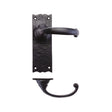 High quality image of the Foxcote Foundries - Traditional Lever on Latch Backplate - 6" - Antique Black | Sku. ff112 | available to order from Trade Door Handles.