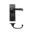 High quality image of the Foxcote Foundries - Traditional Lever on Bathroom Backplate - 6" - Antique Black | Sku. ff113 | available to order from Trade Door Handles.
