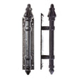 High quality image of the Foxcote Foundries - Round Pull Handle on Backplate 304mm x 63mm - 2.5mm - Antique Black | Sku. ff19 | available to order from Trade Door Handles.