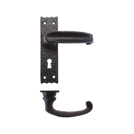 High quality image of the Foxcote Foundries - Traditional Slimline Thumb Lever on Lock Backplate - Antique Black | Sku. ff211 | available to order from Trade Door Handles.