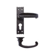 High quality image of the Foxcote Foundries - Traditional Slimline Thumb Lever on Euro Backplate - Antique Black | Sku. ff211ep | available to order from Trade Door Handles.